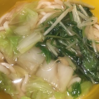 白菜と水菜のかけうどん